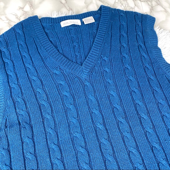 Vintage Brian McNeil Blue Cable Knit V-neck Sweater Vest EUC - Picture 3 of 9